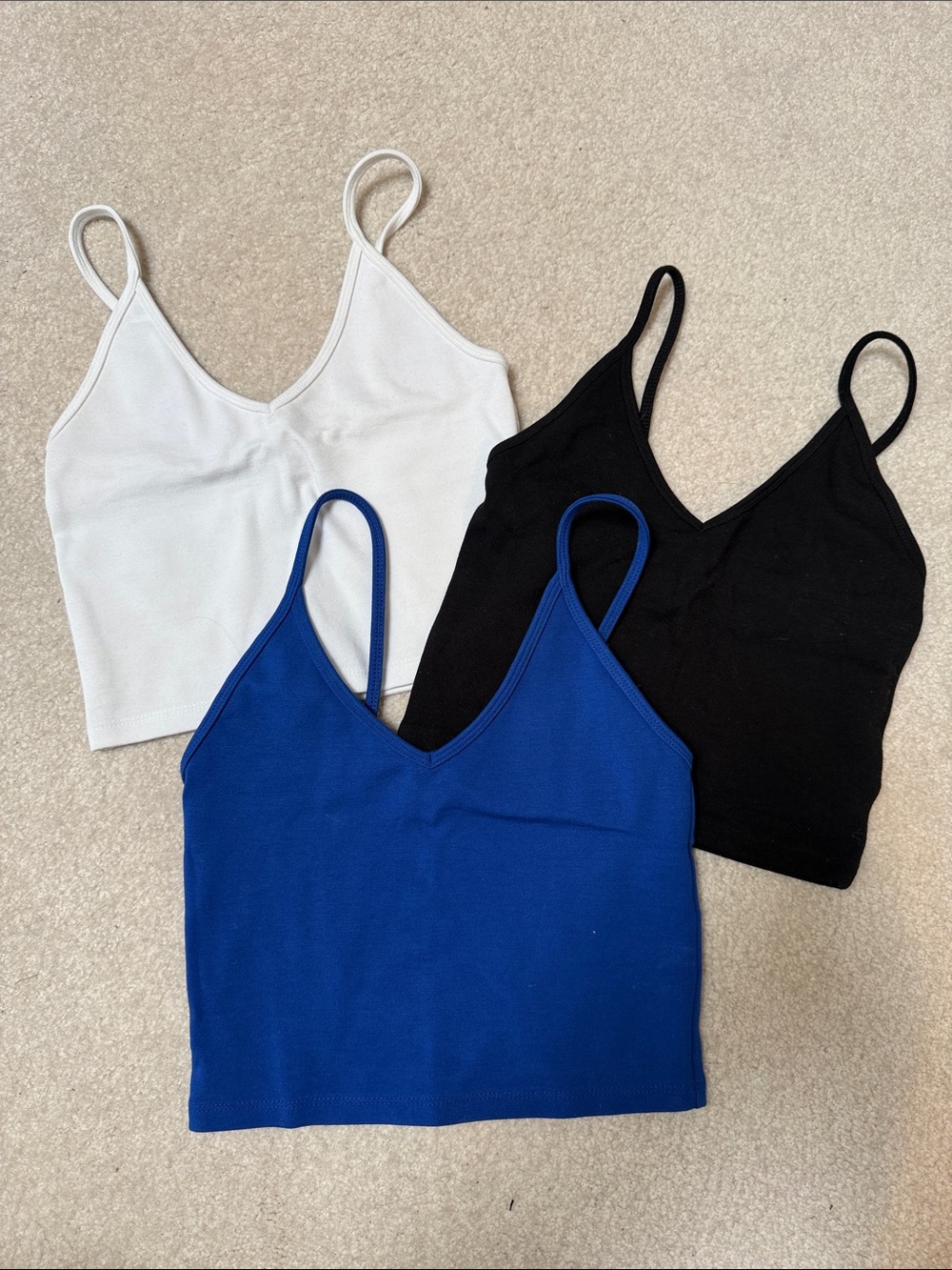 Aritzia Talula V-Neck Cropped Tank Top - White, Black & Blue